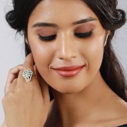 DressBerry Silver-Plated AD-Studded Adjustable Finger Ring-15