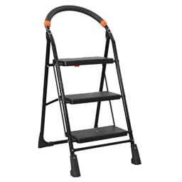 Homace 150kg 3 Step Aluminium  Black Ladder-18