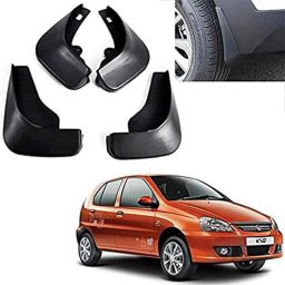 Auto Pearl 4 Pcs Black Cup Type Mud Flaps Car Splash Guard Set for Tata Indica Ev2-image-51