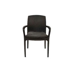Supreme Texas Deluxe Lacquer Plastic Black with Grey Dobby chair with arm (Pack of 4)-picture-3