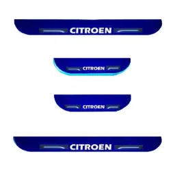 Car Accessories Hub 4 Pcs Acrylic Black Sill Scuff Plate Set with Blue LED for Citroen C5 All Model-image-63