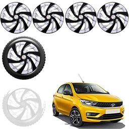 Auto Pearl 4 Pcs 13 inch Black &a; Silver ABS Press Type Hubcap Wheel Cover Set with Retention Ring for Tata Tiago 2020 XB XE XM-image-74
