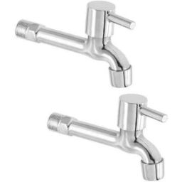 Zesta Turbo Stainless Steel Silver Long Body Bib Cock with Flange, Size: Standard (Pack of 2)-image-59