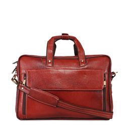 GENWAYNE Men Tan Brown Solid 15.5 Inch Leather Laptop Bag-image-51