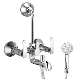IRIS ARMX303 Arrow Brass 3-in-1 Wall Mixer with Crutch &a; Multi Flow Hand Shower with 1.5m Flexible Tube-image-82