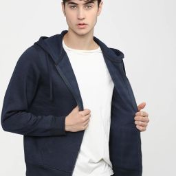 Men Full Sleeve Solid Hooded Sweatshirt-image-2