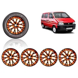 Auto Pearl 4 Pcs 13 inch ABS Black &a; Orange Press Type Fitting Car Wheel Cover Set for Maruti Suzuki Eeco-image-68