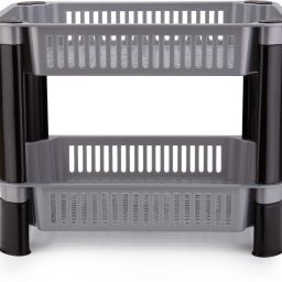 Fruits/Vegetables Kitchen Rack Premium Plastic 2 Steps Rectangle Kitchen Rack Basket for Kitchen & Office Use, Fruits Onion, Potato, Vegetables Basket Tray for Household Plastic-image-24
