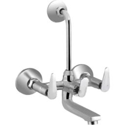 IRIS Slim Brass Chrome Finish Silver Wall Mixer with Bend-image-76