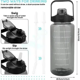 inscapedesign Portable Reusable Transparent Water Bottle With Removable Soft Straw 2000 ml Bottle image 4
