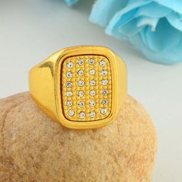 MEMOIR Gold-Plated Imitation Diamond-Studded Adjustable Finger Ring-image-59
