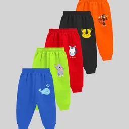 KUCHIPOO Kids Pack Of 5 Graphic Printed Jogger-92