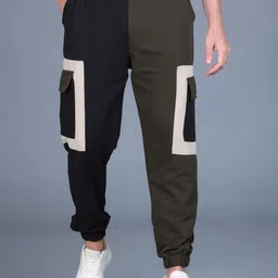 The Dance Bible Men Colourblocked Pure Cotton Baggy Joggers-image-10