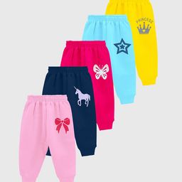 KUCHIPOO Infant Girls Pack Of 5 Printed Joggers-image-111