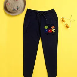 NUSYL Kids Navy Blue Printed Joggers-image-76