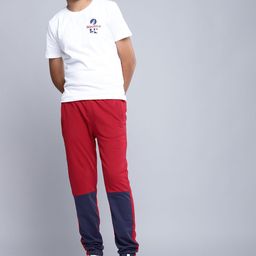 Nautica Teen Boys Red & Navy Blue Pure Cotton Colourblocked Joggers-image-50