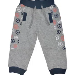 Zoom Minimondo Kids Grey & Navy Blue Printed Cotton Joggers-image-84