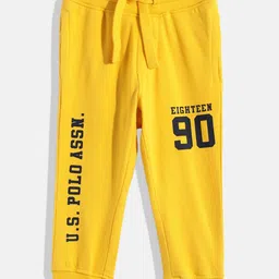 U.S. Polo Assn. Kids Boys Yellow Printed Pure Cotton Joggers-picture-54