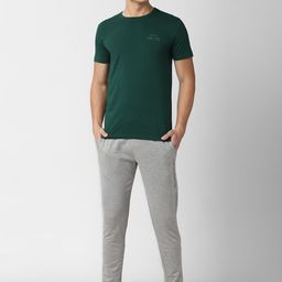 Peter England Men Green & Grey 2 Piece Solid Cotton Blend Night suit-image-60