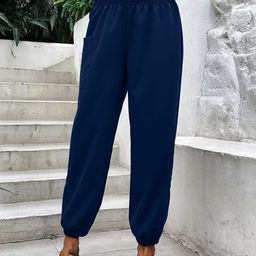 StyleCast Women Navy Blue Tapered Fit Easy Wash Joggers-image-86