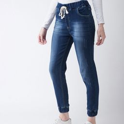 Miss Chase Women Navy Blue Denim Regular Fit Solid Joggers-image-65