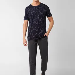 Peter England Men Navy Blue & Grey T-Shirt & Joggers Set-picture-52
