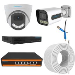 Cybernautt 3MP Full HD Indoor &a; Outdoor Network IP Combo Kit with 10Ch NVR, 2B 1D Full HD Camera, 4Ch POE, 100m Copper LAN Cable &a; Connectors-24