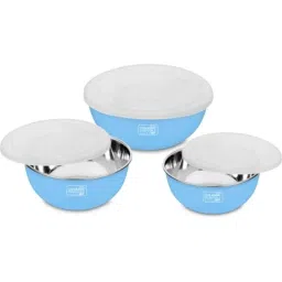 Classic Essentials CE-MSB-3 3 Pcs Stainless Steel Blue &a; White Microwave Safe Mixing Bowl Set (Pack of 5)-image-79