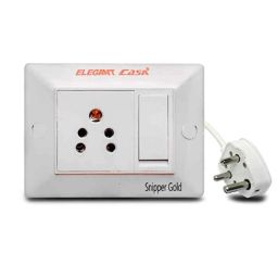 Elegant Casa Snipper Gold 6A Indian Socket Extension Board with Individual Switch &a; 3m 3 Core Heavy Duty Copper Wire-15