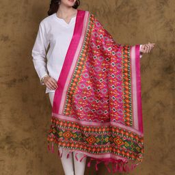 Exotic India Ethnic Motifs Printed Art Silk Dupatta-10