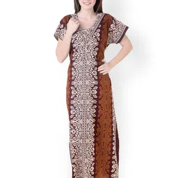 Masha Brown Printed Maxi Nightdress NT51-176-image-45