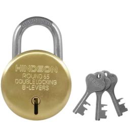 Hindson 65mm Gold Round Steel Double Locking Padlock with 8 Lever &a; 3 Keys, Round 65-picture-4