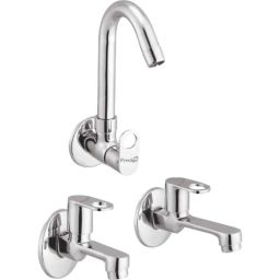 Prestige Prime 3 Pcs Brass Chrome Finish Sink Cock, Connection Pipe &a; Long Body Bib Cock Set-image-19