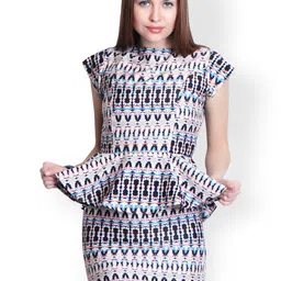 Belle Fille Multicoloured Printed Peplum Dress-16