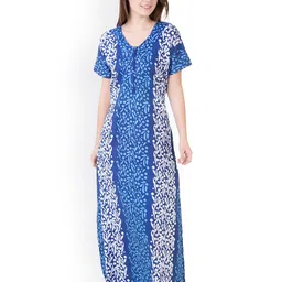 Masha Blue Printed Maxi Nightdress NT48-167-image-33