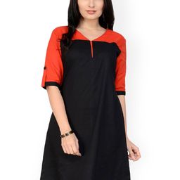 Pannkh Women Black & Red Kurta-image-90