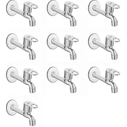 Spazio MAX Stainless Steel Chrome Finish Long Body Bib Cock with Wall Flange (Pack of 10)-picture-4
