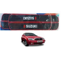 SureStrive 4 Pcs PVC &a; Rubber Black Car Door Sill Plate Set for Maruti Suzuki Esteem All Model-39