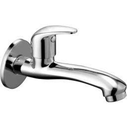 ProHome Brass Silver Chrome Finish Wall Mount Long Body Bib Tap for Bathroom, FLR-2601-15