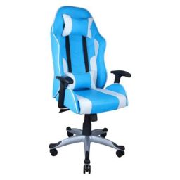 Sunview PU Leather Blue &a; White Gaming Chair with Neck &a; Back Comfort-10