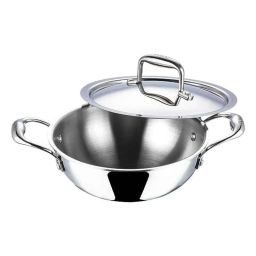 Vinod Platinum Triply 1.1L Stainless Steel Silver Kadai with Stainless Steel Lid, PDK18-picture-5