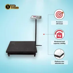 Voda 2000kg Digital Weighing Scale with 1 Year Warranty, Platform Size: 900x900 mm image 3