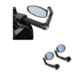 AllExtreme 7/8 inch Black Round Bar End Convex Side Mirror-28