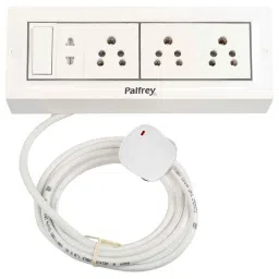 Palfrey 5A 3 Socket White Polycarbonate Extension Board with Two Pin Socket, Master Switch &a; 2m Wire, 52 image 4
