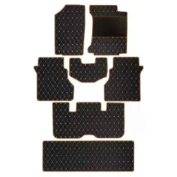 Elegant Luxury Leatherette Black &a; Orange Carpet Car Mat Set for Maruti XL6-picture-5