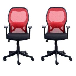 Regent Matrix LB Net &a; Metal Black &a; Red Chair with T Type Handle (Pack of 2)-102