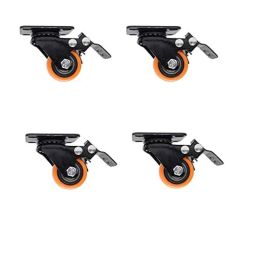 Implemental 4 Pcs 1.5 inch PU Orange Swivel Castor Wheel Set with 360 degree Rotating-39