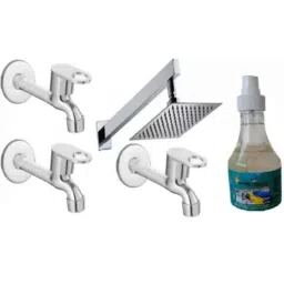 Senkiddpro Prime 3 Pcs Stainless Steel Long Body Tap with 6x6 inch Slim Overhead Shower &a; Tap Cleaner Combo-image-93