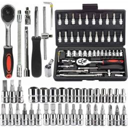 Catron CE-84311 46 Pcs Chrome Vanadium Steel Multipurpose Screw Driver Socket Set, 47 Tool-03-33
