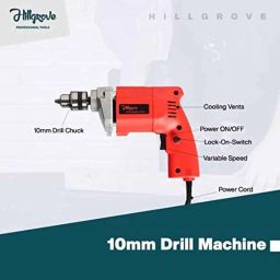 Hillgrove 500W Red Power Drill Machine with 9 Pcs Drill Bits, HGCM1147 image 2